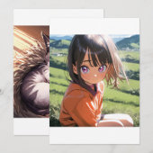 Anime Girl in een zonnige weide Kaart (Voorkant / Achterkant)