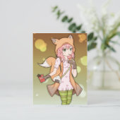 Anime Girl in Fox Cosplay Briefkaart (Staand voorkant)