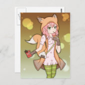 Anime Girl in Fox Cosplay Briefkaart (Voorkant / Achterkant)