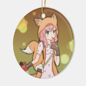 Anime Girl in Fox Cosplay Keramisch Ornament (Links)