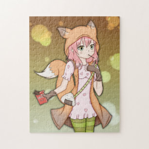 Anime Girl in Fox Cosplay Legpuzzel