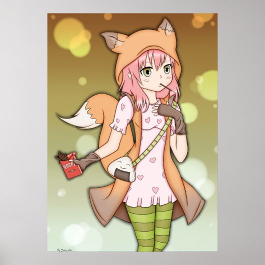 Anime Girl in Fox Cosplay Poster (Voorkant)