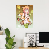 Anime Girl in Fox Cosplay Poster (Thuiskantoor)