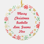 Anime Girl in Santa Hat Waterverf Kerst Keramisch Ornament (Achterkant)