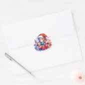 Anime Girl in Santa Hat Waterverf Kerst Ronde Sticker (Envelop)