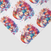 Anime Girl in Santa Hat Waterverf Kerst Tissuepapier (Detail)