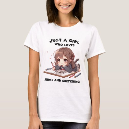 Anime Girl is een meisje dat houdt van anime en sk T-shirt (Voorkant)