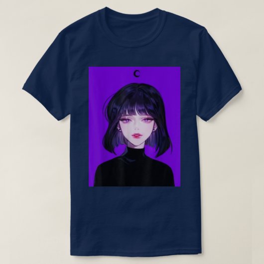 Anime Girl Kawaii Gothic Waifu Aesthetic Japanese T-shirt (Design voorkant)