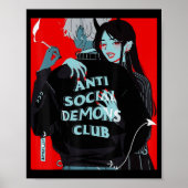 Anime Girl Kawaii Waifu Egirl Aesthetisch Japans O Poster (Voorkant)