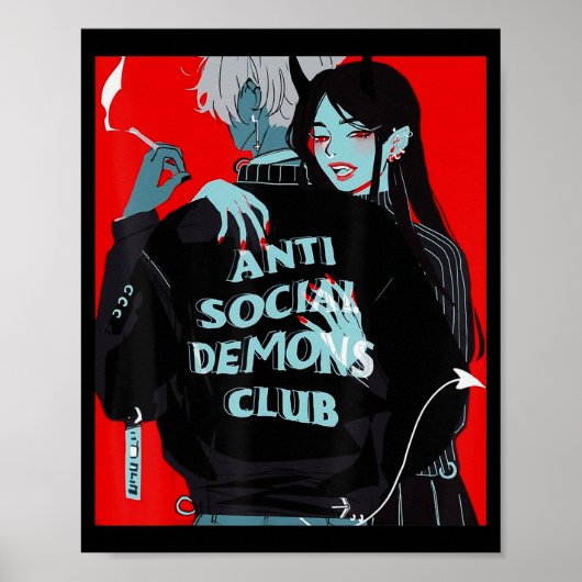 Anime Girl Kawaii Waifu Egirl Aesthetisch Japans O Poster (Voorkant)