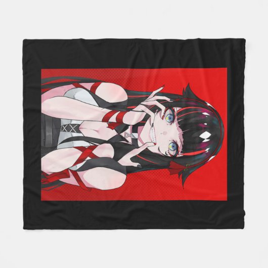 Anime Girl Kawaii Waifu esthetische Japanse Manga  Fleece Deken (Voorkant (Horizontaal))