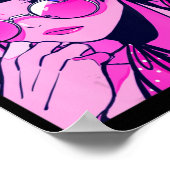 Anime Girl Kawaii Waifu Roze esthetische Japanse O Poster (Hoek)