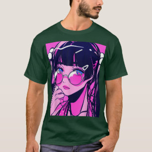 Anime Girl Kawaii Waifu Roze esthetische Japanse O T-shirt