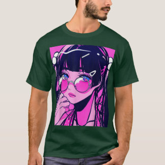 Anime Girl Kawaii Waifu Roze esthetische Japanse O T-shirt