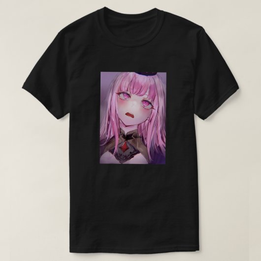 Anime Girl Kawaii Waifu Roze esthetische Japanse O T-shirt (Design voorkant)
