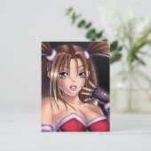 Anime Girl Kersthair Feestdagenkaart (Staand voorkant)