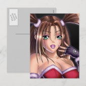 Anime Girl Kersthair Feestdagenkaart (Voorkant / Achterkant)