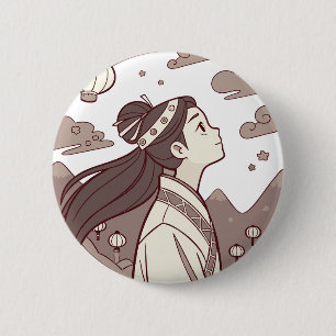Anime Girl Lijkt Bloesem Schattigee Gift✨☁️🗻🏮 Ronde Button 5,7 Cm