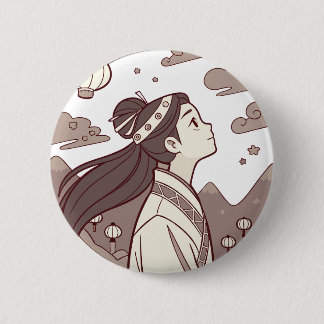 Anime Girl Lijkt Bloesem Schattigee Gift✨☁️🗻🏮 Ronde Button 5,7 Cm