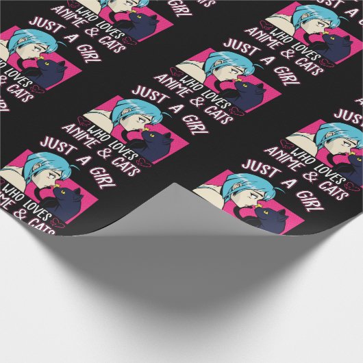 Anime Girl Love Cat Otaku Japans komiek Manga Fan Cadeaupapier (Hoek)