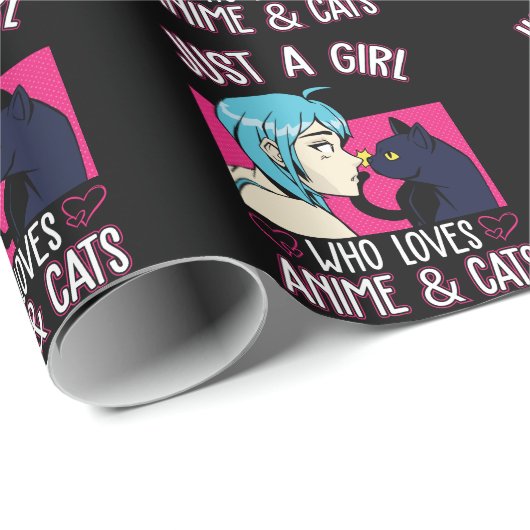 Anime Girl Love Cat Otaku Japans komiek Manga Fan Cadeaupapier (Rol Hoek)