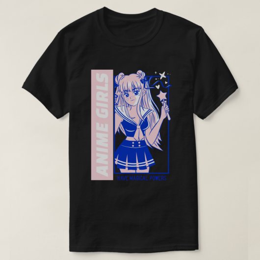 Anime Girl Magical Powers T-shirt (Design voorkant)