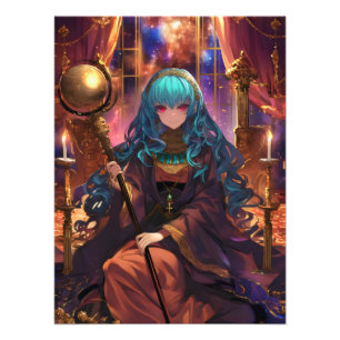 Anime Girl Magician Fantasy Foto Afdruk