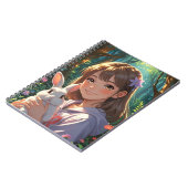 Anime Girl met Bloemlint en haar konijn Notitieboek (Linkerzijde)