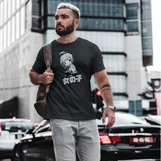 Anime Girl met korte haar T-shirt