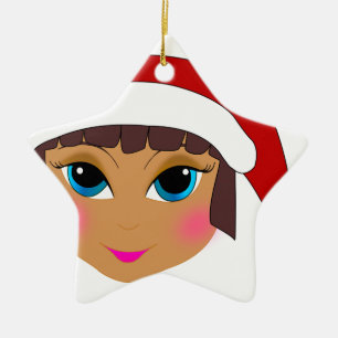 Anime Girl met Pet van Santa Keramisch Ornament