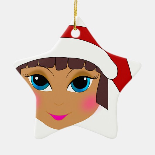 Anime Girl met Pet van Santa Keramisch Ornament (Voorkant)