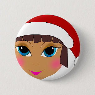 Anime Girl met Pet van Santa Ronde Button 5,7 Cm