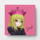 Anime Girl met roze kroonplaque Fotoplaat (Voorkant)