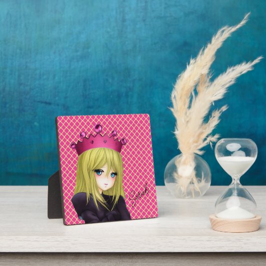 Anime Girl met roze kroonplaque Fotoplaat (Insitu)