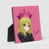 Anime Girl met roze kroonplaque Fotoplaat (Voorkant)