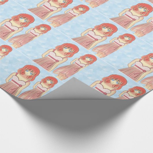 Anime Girl Mode Illustratie Cadeaupapier (Hoek)