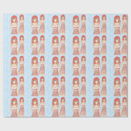 Anime Girl Mode Illustratie Cadeaupapier (Vlak)