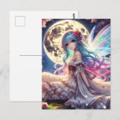 Anime Girl Moon Fairy Princess in de tuin Briefkaart (Voorkant / Achterkant)