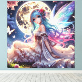 Anime Girl Moon Fairy Princess in de tuin Canvas Afdruk (Insitu (Houten vloer))