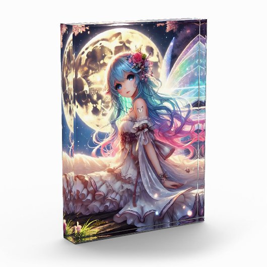 Anime Girl Moon Fairy Princess in de tuin Fotoblokken (Links)
