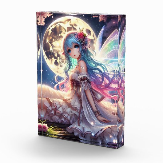 Anime Girl Moon Fairy Princess in de tuin Fotoblokken (Rechts)