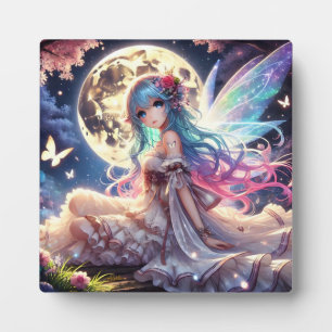 Anime Girl Moon Fairy Princess in de tuin Fotoplaat