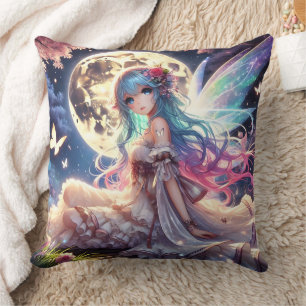 Anime Girl Moon Fairy Princess in de tuin Kussen