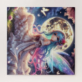Anime Girl Moon Fairy Princess in de tuin Legpuzzel (Horizontaal)