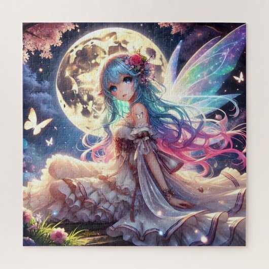 Anime Girl Moon Fairy Princess in de tuin Legpuzzel (Verticaal)
