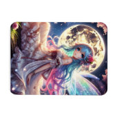 Anime Girl Moon Fairy Princess in de tuin Magneet (Horizontaal)