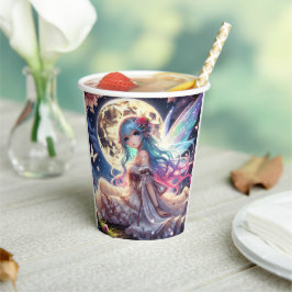 Anime Girl Moon Fairy Princess in de tuin Papieren Bekers