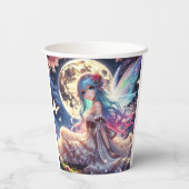 Anime Girl Moon Fairy Princess in de tuin Papieren Bekers (Achterkant)