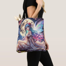 Anime Girl Moon Fairy Princess in de tuin