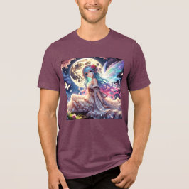 Anime Girl Moon Fairy Princess in de tuin Tri-Blend Shirt